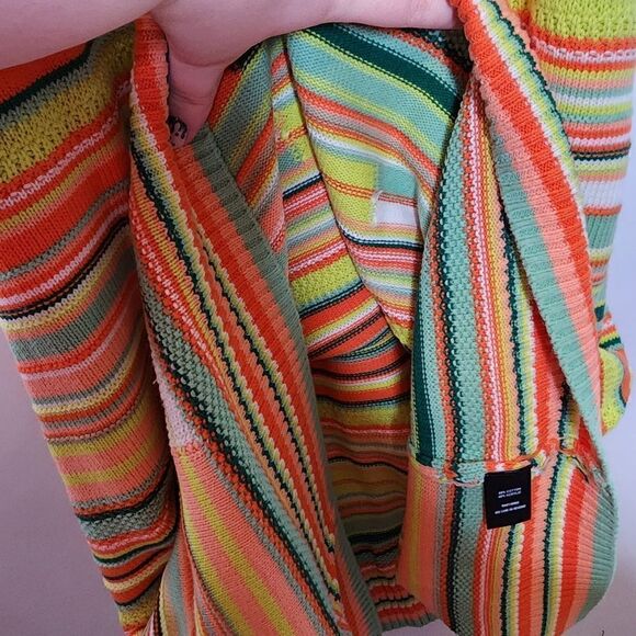 6X 30W Torrid Crochet 70s Knit Mini Sweater Dress Orange Green Sherbet Stretch c - Picture 5 of 9